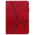 For Samsung Galaxy Tab S7/S8/S9/S9 FE Solid Color Stripe Embossed Leather Tablet Case(Red)