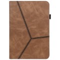 For Samsung Galaxy Tab S7/S8/S9/S9 FE Solid Color Stripe Embossed Leather Tablet Case(Brown)
