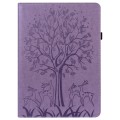 For Samsung Galaxy Tab A9+ Tree & Deer Embossed Leather Tablet Case(Purple)