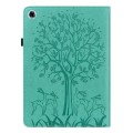 For Samsung Galaxy Tab A9 Tree & Deer Embossed Leather Tablet Case(Green)