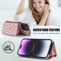 For iPhone 15 Pro Max Crossbody Rhombic Horizontal Wallet Leather Phone Case(Rose Gold)