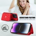 For iPhone 15 Pro Crossbody Rhombic Horizontal Wallet Leather Phone Case(Red)