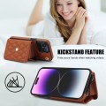 For iPhone 15 Pro Crossbody Rhombic Horizontal Wallet Leather Phone Case(Brown)