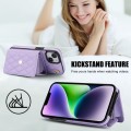 For iPhone 15 Plus Crossbody Rhombic Horizontal Wallet Leather Phone Case(Purple)