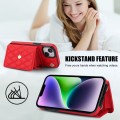 For iPhone 15 Crossbody Rhombic Horizontal Wallet Leather Phone Case(Red)