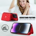 For iPhone 14 Pro Max Crossbody Rhombic Horizontal Wallet Leather Phone Case(Red)