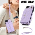 For iPhone SE 2022 / 2020 / 8 / 7 Crossbody Rhombic Horizontal Wallet Leather Phone Case(Purple)