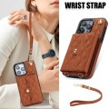 For iPhone 13 Pro Max Crossbody Rhombic Horizontal Wallet Leather Phone Case(Brown)