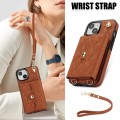 For iPhone 13 Crossbody Rhombic Horizontal Wallet Leather Phone Case(Brown)