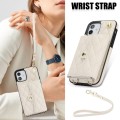 For iPhone 12 mini Crossbody Rhombic Horizontal Wallet Leather Phone Case(White)