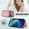 For iPhone 12 mini Crossbody Rhombic Horizontal Wallet Leather Phone Case(Rose Gold)