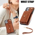 For iPhone 12 Pro Max Crossbody Rhombic Horizontal Wallet Leather Phone Case(Brown)