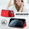 For iPhone 12 / 12 Pro Crossbody Rhombic Horizontal Wallet Leather Phone Case(Red)
