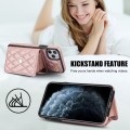 For iPhone 12 / 12 Pro Crossbody Rhombic Horizontal Wallet Leather Phone Case(Rose Gold)
