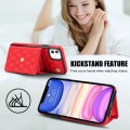 For iPhone 11 Crossbody Rhombic Horizontal Wallet Leather Phone Case(Red)