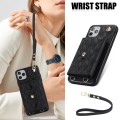 For iPhone 11 Pro Crossbody Rhombic Horizontal Wallet Leather Phone Case(Black)