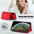 For iPhone XS / X Crossbody Rhombic Horizontal Wallet Leather Phone Case(Red)