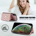 For iPhone XS / X Crossbody Rhombic Horizontal Wallet Leather Phone Case(Rose Gold)