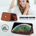 For iPhone XS / X Crossbody Rhombic Horizontal Wallet Leather Phone Case(Brown)