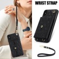 For iPhone XR Crossbody Rhombic Horizontal Wallet Leather Phone Case(Black)