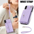 For iPhone XS Max Crossbody Rhombic Horizontal Wallet Leather Phone Case(Purple)