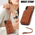 For iPhone XS Max Crossbody Rhombic Horizontal Wallet Leather Phone Case(Brown)