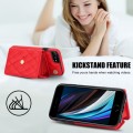 For iPhone 8 Plus / 7 Plus Crossbody Rhombic Horizontal Wallet Leather Phone Case(Red)