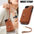 For iPhone 8 Plus / 7 Plus Crossbody Rhombic Horizontal Wallet Leather Phone Case(Brown)