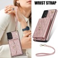 For Samsung Galaxy A54 5G Crossbody Rhombic Horizontal Wallet Leather Phone Case(Rose Gold)