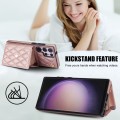 For Samsung Galaxy S23 Ultra 5G Crossbody Rhombic Horizontal Wallet Leather Phone Case(Rose Gold)