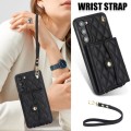 For Samsung Galaxy S23+ 5G Crossbody Rhombic Horizontal Wallet Leather Phone Case(Black)