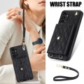 For Samsung Galaxy A13 4G/5G Crossbody Rhombic Horizontal Wallet Leather Phone Case(Black)