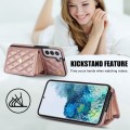 For Samsung Galaxy S22 5G Crossbody Rhombic Horizontal Wallet Leather Phone Case(Rose Gold)