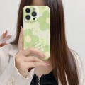 For iPhone 15 Pro Max PC Phone Case(Green Flower)