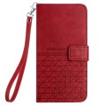 For Xiaomi Redmi 10C Rhombic Texture Leather Phone Case with Lanyard(Red)