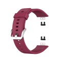 For Huawei Watch Fit Special Edition Silicone Silver Steel Buckle Watch Band(Wine Red)