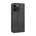 For iPhone 15 Pro Magnetic Buckle Retro Texture Leather Phone Case(Black)
