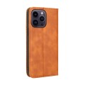 For iPhone 15 Pro Magnetic Buckle Retro Texture Leather Phone Case(Brown)