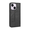 For iPhone 15 Plus Magnetic Buckle Retro Texture Leather Phone Case(Black)