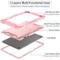 For Samsung Galaxy Tab S9 Shockproof Silicone Hybrid PC Tablet Case with Holder(Rose Gold)