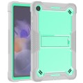 For Samsung Galaxy Tab A9+ Shockproof Silicone Hybrid PC Tablet Case with Holder(Mint Green + Grey)