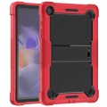 For Samsung Galaxy Tab A9+ Shockproof Silicone Hybrid PC Tablet Case with Holder(Black + Red)