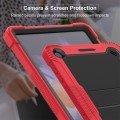 For Samsung Galaxy Tab A9 Shockproof Silicone Hybrid PC Tablet Case with Holder(Black + Red)