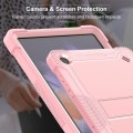 For Samsung Galaxy Tab A9 Shockproof Silicone Hybrid PC Tablet Case with Holder(Rose Gold)