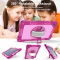 For Samsung Galaxy Tab A9+ 360 Degree Rotation PC Contrast Silicone Tablet Case(Rose Red + Pink)