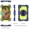 For Samsung Galaxy Tab A9 360 Degree Rotation PC Contrast Silicone Tablet Case(Navy Blue + Yellow Gr