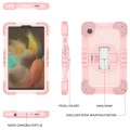 For Samsung Galaxy Tab A9 360 Degree Rotation PC Contrast Silicone Tablet Case(Rose Gold)