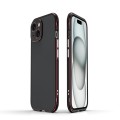 For iPhone 15 Plus Aurora Series Lens Protector + Metal Frame Phone Case(Black Red)