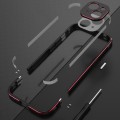For iPhone 15 Aurora Series Lens Protector + Metal Frame Phone Case(Black Blue)