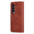 For Samsung Galaxy Z Fold3 5G AZNS Skin Feel Calf Texture Flip Leather Phone Case(Brown)
